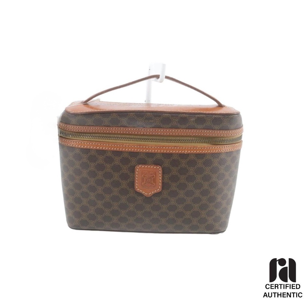 Celine Macadam Vanity Toiletry Makeup Bag – Brown Coated Canvas